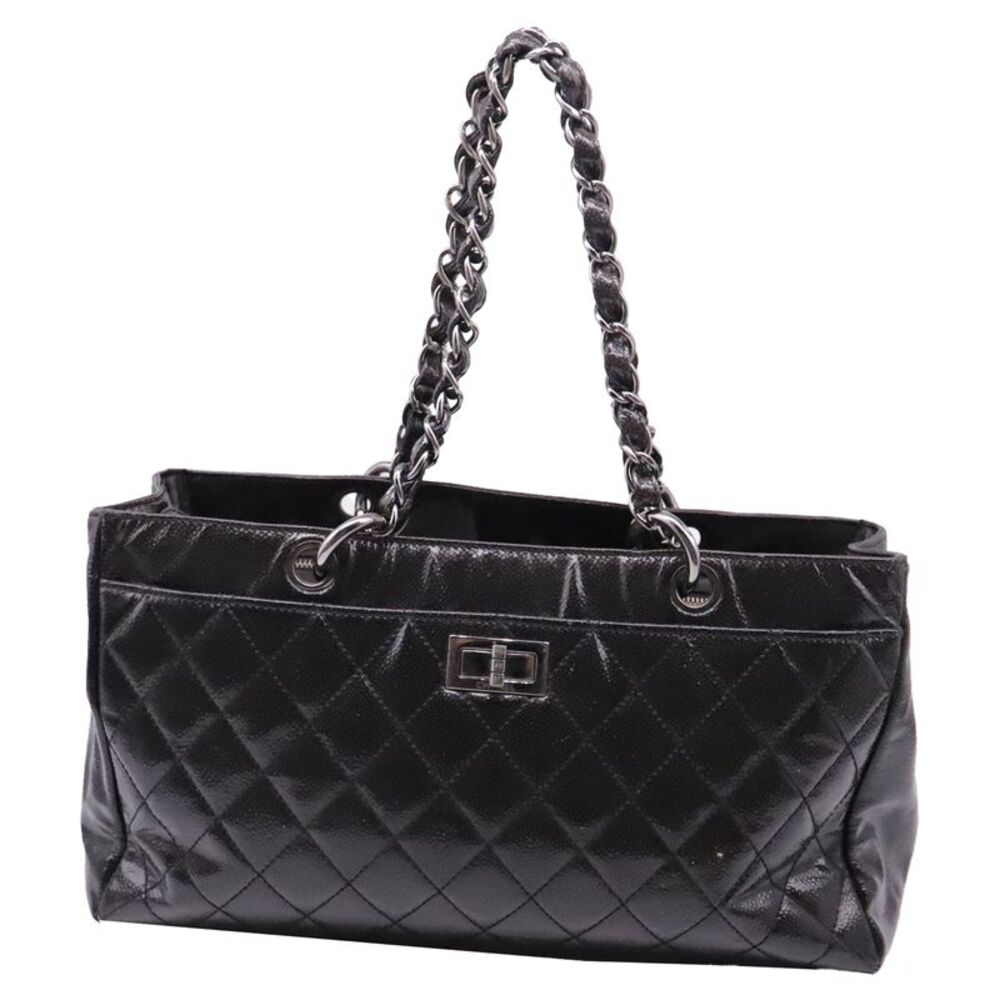 Chanel 2.55 Reissue Chain Tote Bag in Black Patent Leather
